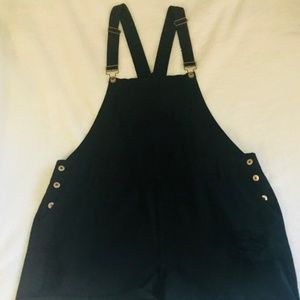 plus size overall shorts black